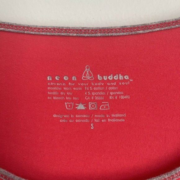 Neon Buddha Red Gray 3/4 Sleeve Top - Picture 2 of 5